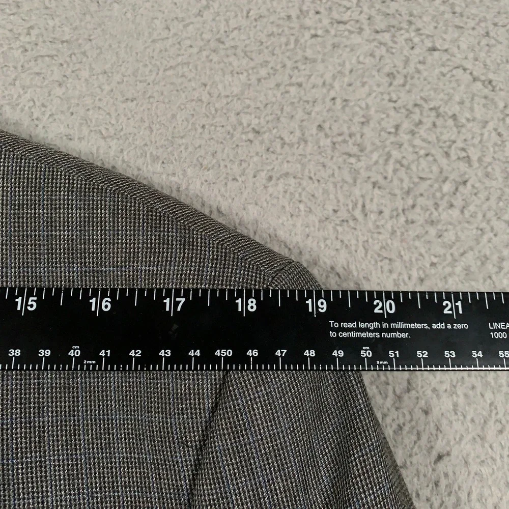 Lauren Ralph Lauren Silk Wool Blazer Jacket Mens 42R Grey Plaid Two Button Coat